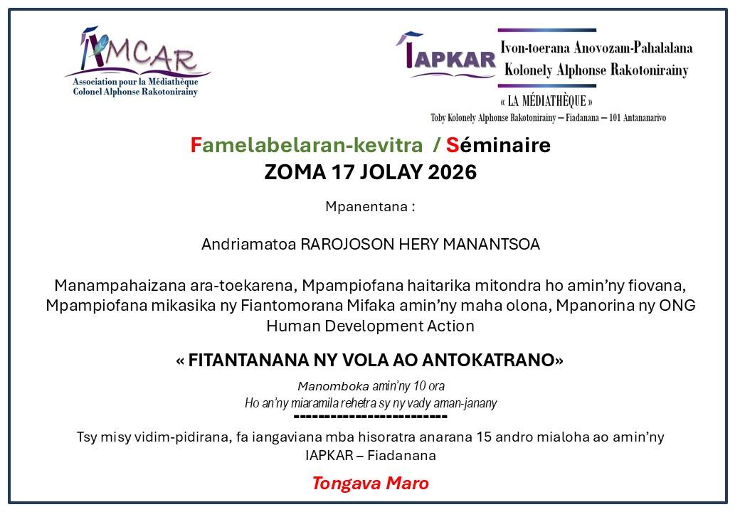 Seminaire 17 juillet 2026